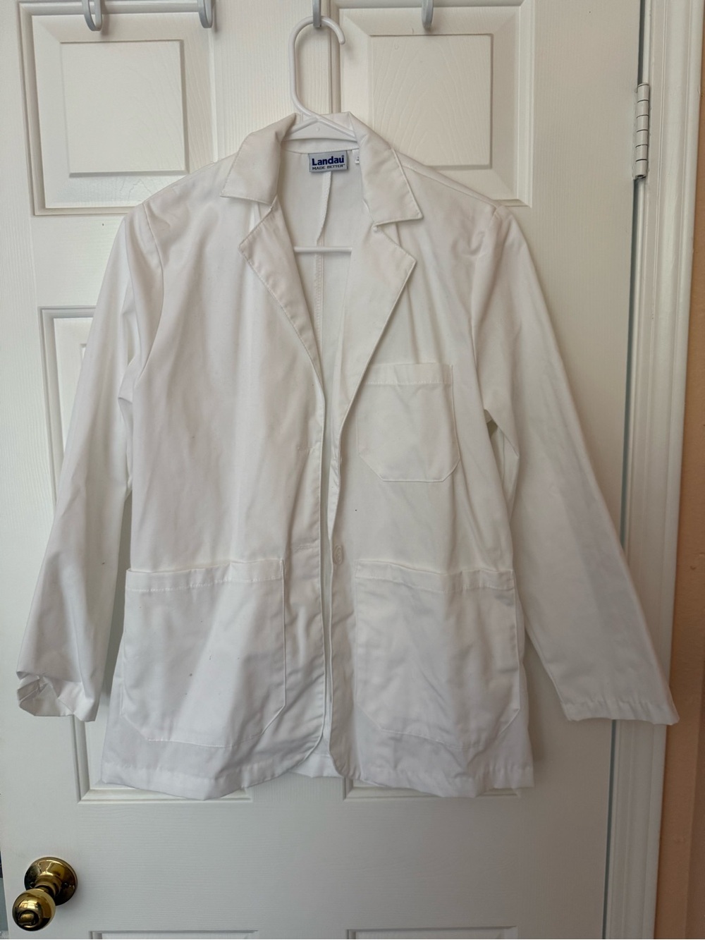 Landau White Women's Lab Jacket with Notched Collar